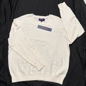 Joseph A Cream Sweater with Delicate Accents XXL